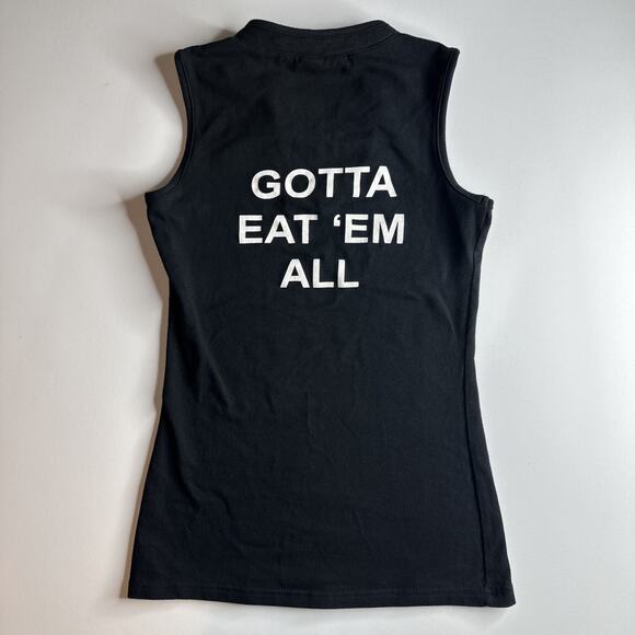 Y2K York Black Sleeveless Graphic Baby Tee Gotta Eat Em All Tank XS Canada - Picture 4 of 10